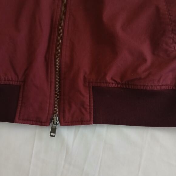 Jack Spade Men’s Bomber Jacket Large Burgundy Full Zip Ribbed Cuffs Casual Coat - Picture 6 of 16